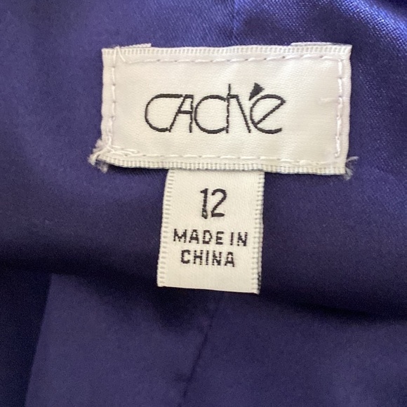 Cache Purple Navy Iridescent Formal Party Cocktail Ruched Pleated Mini Dress 12 - Picture 8 of 9